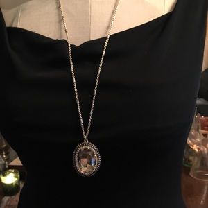 🤡Long Gold Necklace w Striking Topaz Stone🤡